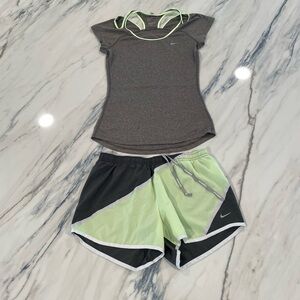 Nike Charcoal and Lime Workout Ensemble